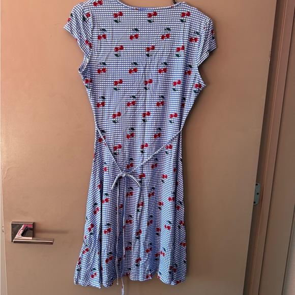 Blue & White Retro Style Dress with Cherry Print - Picture 9 of 13
